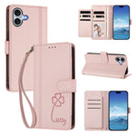 For iPhone 16 Plus Wallet Case 9 Card Slots Lucky Clover Imprint Leather Phone Cover with Wrist Strap