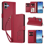 For iPhone 16 Plus Wallet Case 9 Card Slots Lucky Clover Imprint Leather Phone Cover with Wrist Strap