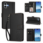 For iPhone 16 Plus Wallet Case 9 Card Slots Lucky Clover Imprint Leather Phone Cover with Wrist Strap