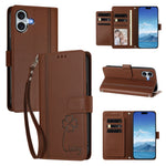 For iPhone 16 Plus Wallet Case 9 Card Slots Lucky Clover Imprint Leather Phone Cover with Wrist Strap