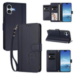 For iPhone 16 Plus Wallet Case 9 Card Slots Lucky Clover Imprint Leather Phone Cover with Wrist Strap