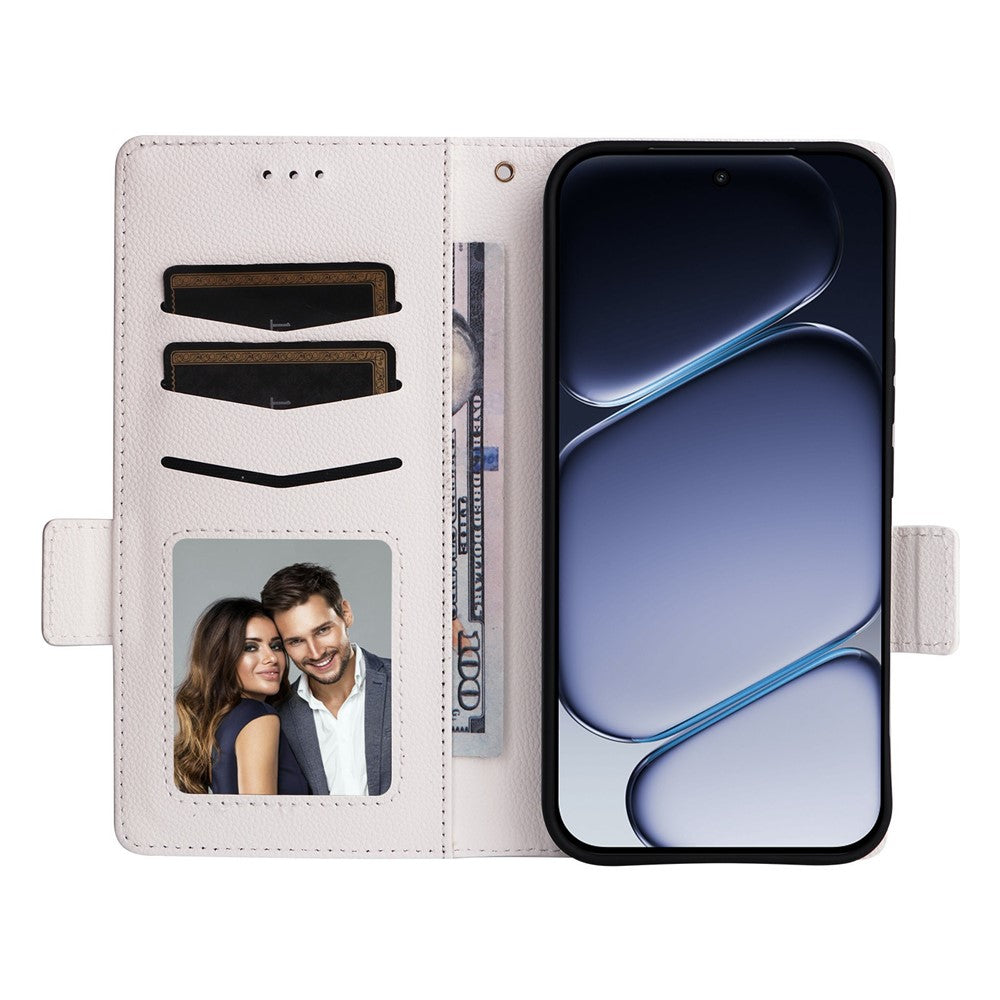 For OnePlus Turbo 6X Pro 5G Case Litchi Texture Wallet Leather Phone Cover with Wrist Strap