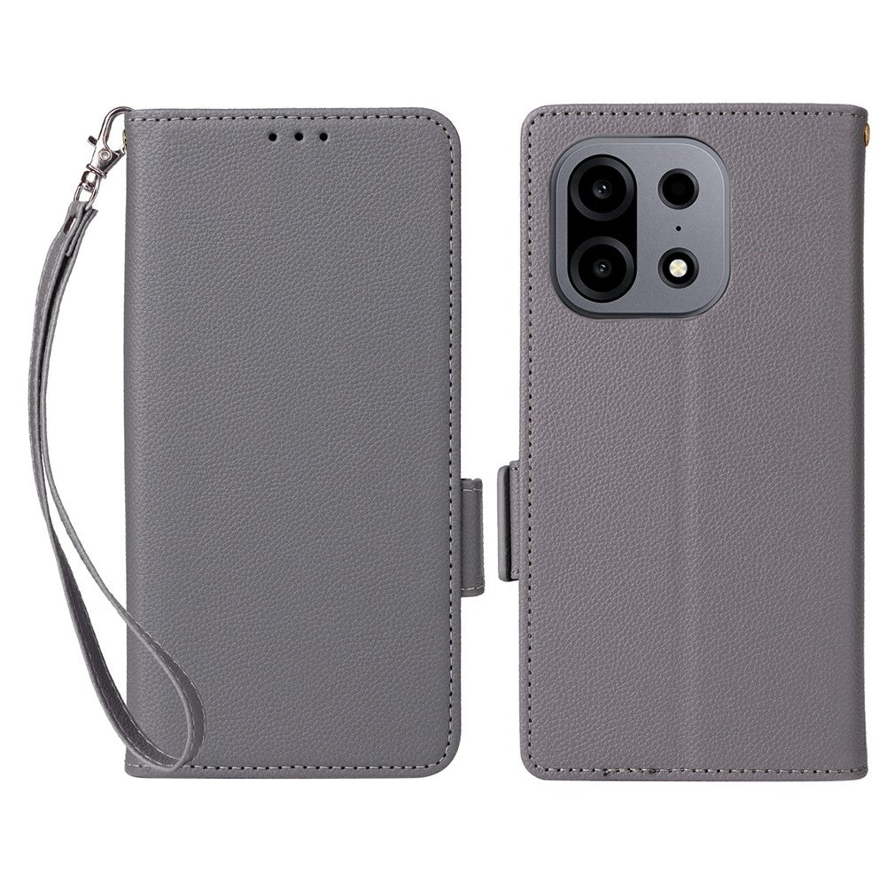 For OnePlus Turbo 6X Pro 5G Case Litchi Texture Wallet Leather Phone Cover with Wrist Strap