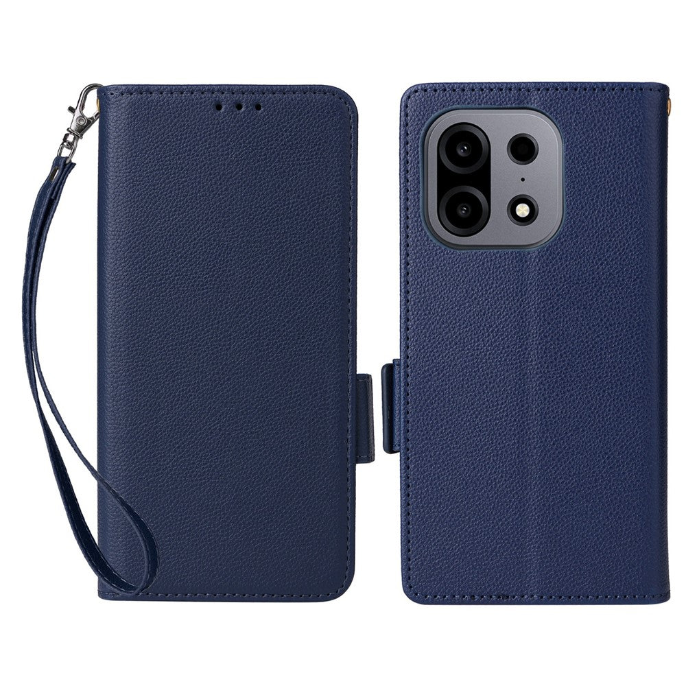 For OnePlus Turbo 6X Pro 5G Case Litchi Texture Wallet Leather Phone Cover with Wrist Strap