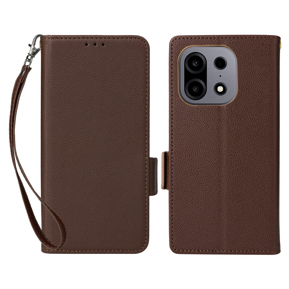 For OnePlus Turbo 6X Pro 5G Case Litchi Texture Wallet Leather Phone Cover with Wrist Strap