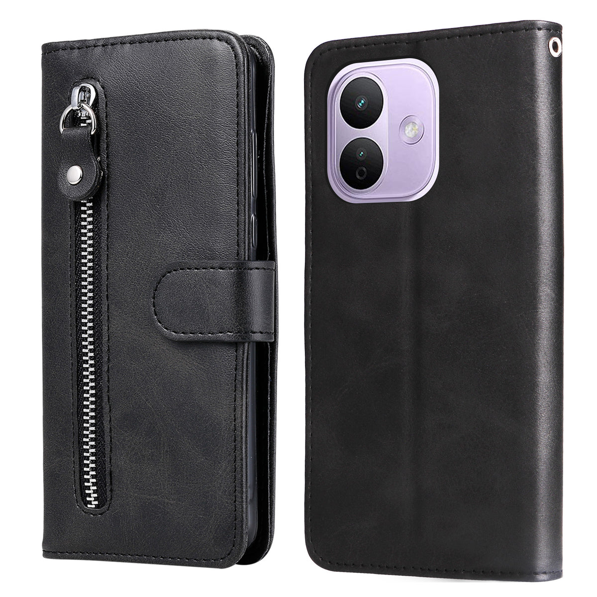 For Xiaomi Redmi Note 17 Pro 5G PU Leather Cases with Zipper Pocket Wallet Phone Cover Stand