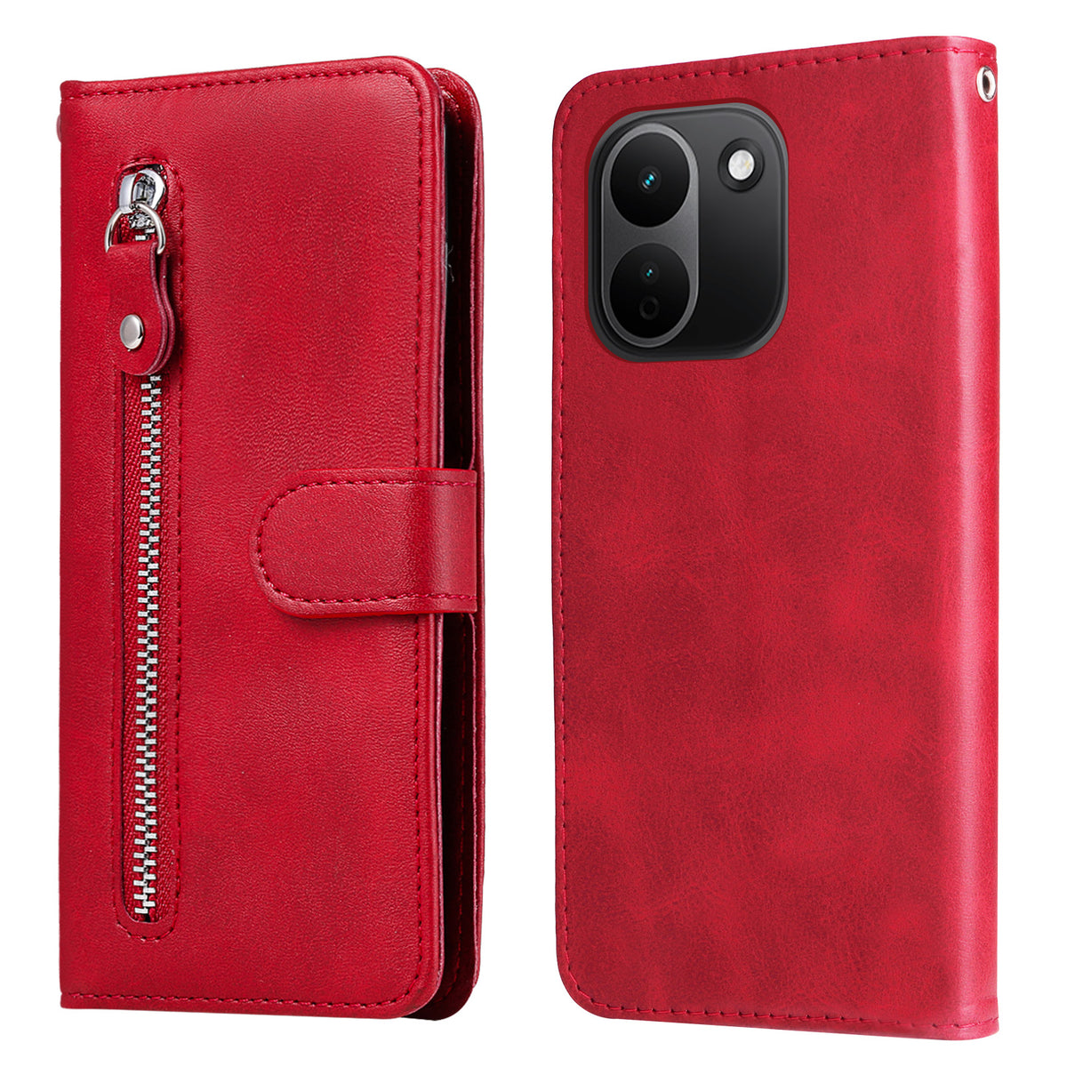 For Xiaomi Redmi Note 17 Pro+ 5G PU Leather Cases with Zipper Pocket Wallet Phone Cover Stand