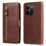 For Xiaomi Redmi Note 17 Pro+ 5G PU Leather Cases with Zipper Pocket Wallet Phone Cover Stand