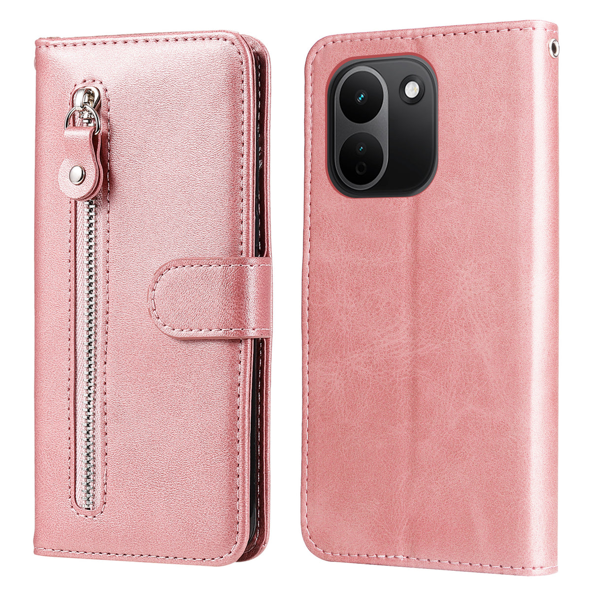 For Xiaomi Redmi Note 17 Pro+ 5G PU Leather Cases with Zipper Pocket Wallet Phone Cover Stand