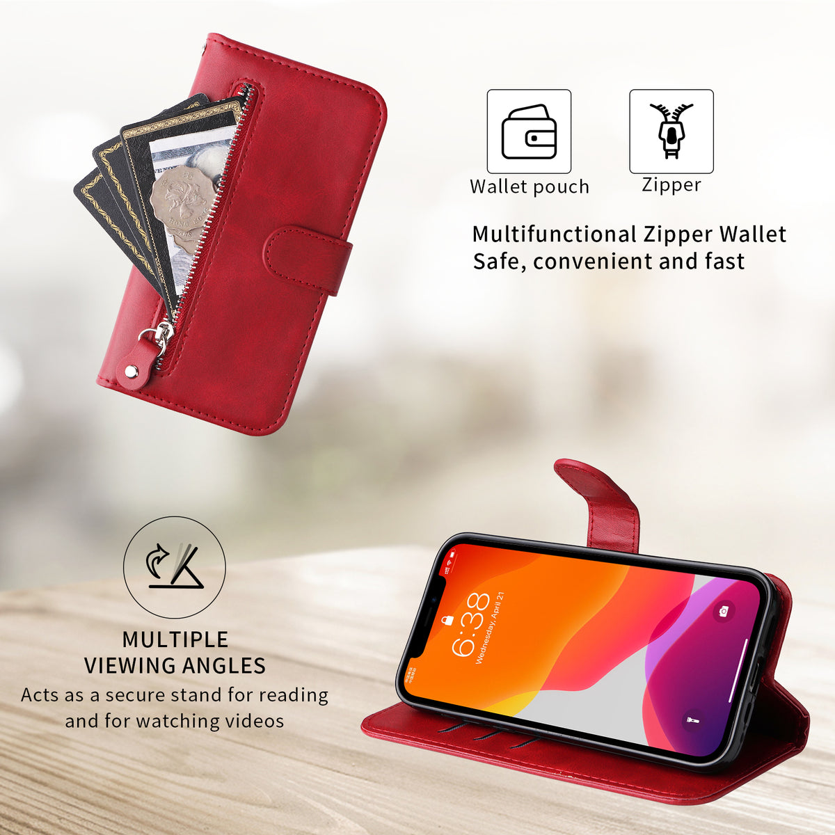 For Huawei nova 16 5G PU Leather Cases with Zipper Pocket Wallet Phone Cover Stand