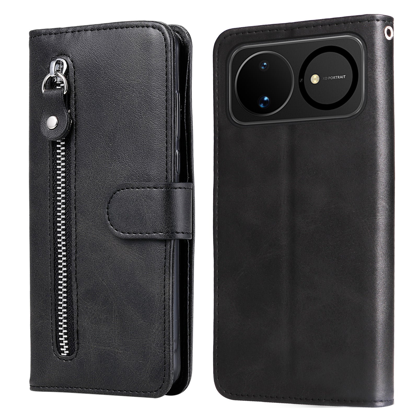 Til Huawei nova 16 5G PU-læderetuier med lynlåslomme Pung Telefoncover Stand