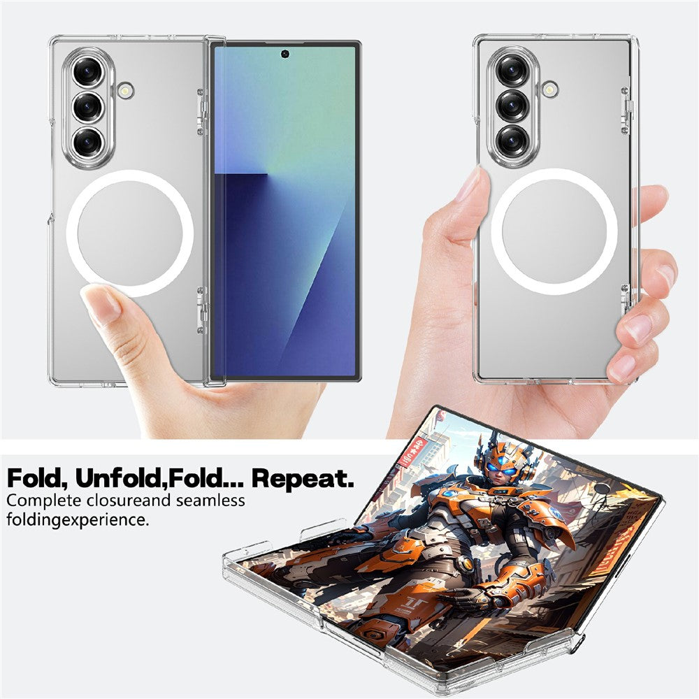 For Samsung Galaxy Z Fold7 5G Magnetic Case Hard PC Dual-Hinge Protection Foldable Phone Cover