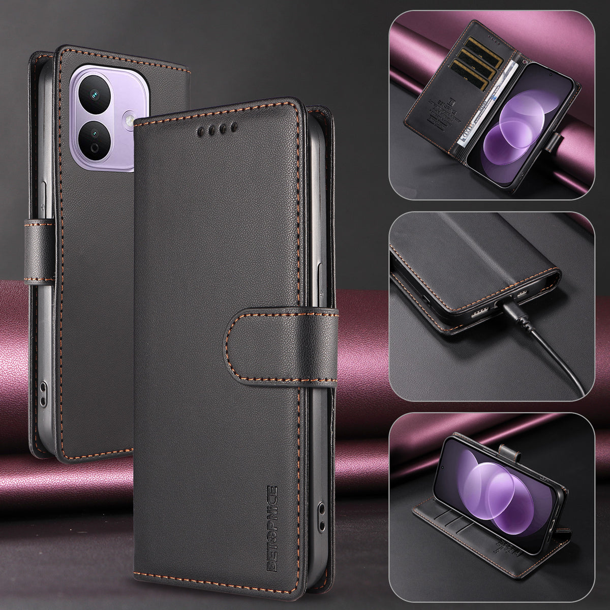 BETOPNICE for Xiaomi Redmi Note 17 Pro 5G 006 Case RFID Blocking Wallet Stand Leather Phone Cover with Wrist Strap
