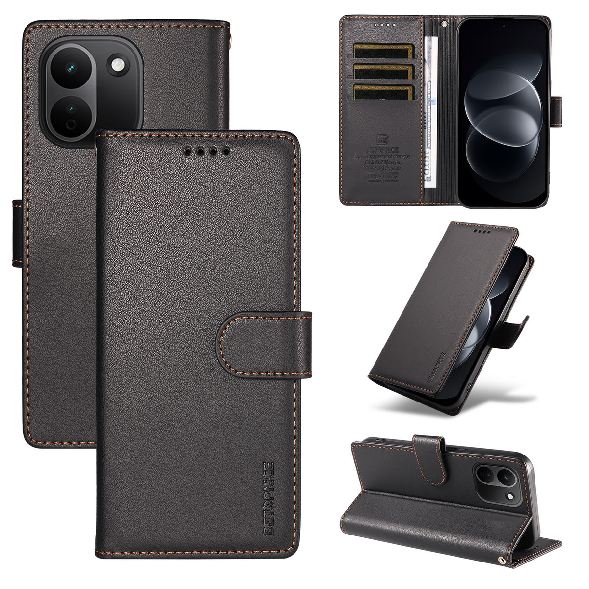 BETOPNICE for Xiaomi Redmi Note 17 Pro+ 5G 006 Case RFID Blocking Wallet Stand Leather Phone Cover with Wrist Strap