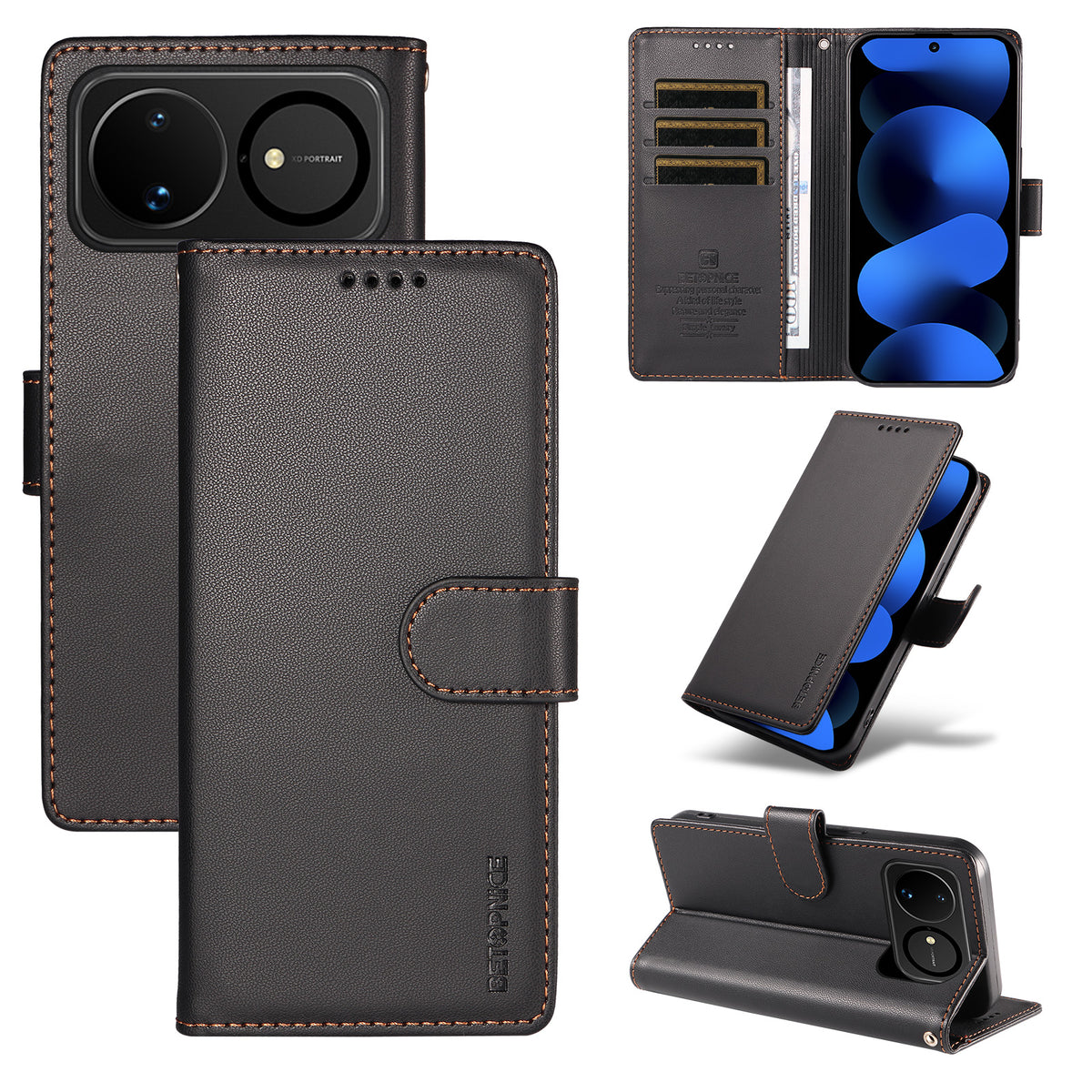 BETOPNICE för Huawei nova 16 5G 006-skal RFID-blockerande plånboksfodral i läder med handledsrem