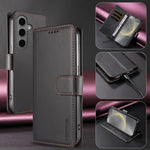 BETOPNICE for Samsung Galaxy S24 / Galaxy S25 006 Case RFID Blocking Wallet Stand Leather Phone Cover with Wrist Strap