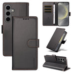 BETOPNICE for Samsung Galaxy S24 / Galaxy S25 006 Case RFID Blocking Wallet Stand Leather Phone Cover with Wrist Strap