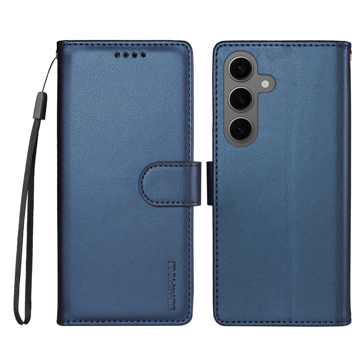 BETOPNICE for Samsung Galaxy S24 / Galaxy S25 006 Case RFID Blocking Wallet Stand Leather Phone Cover with Wrist Strap
