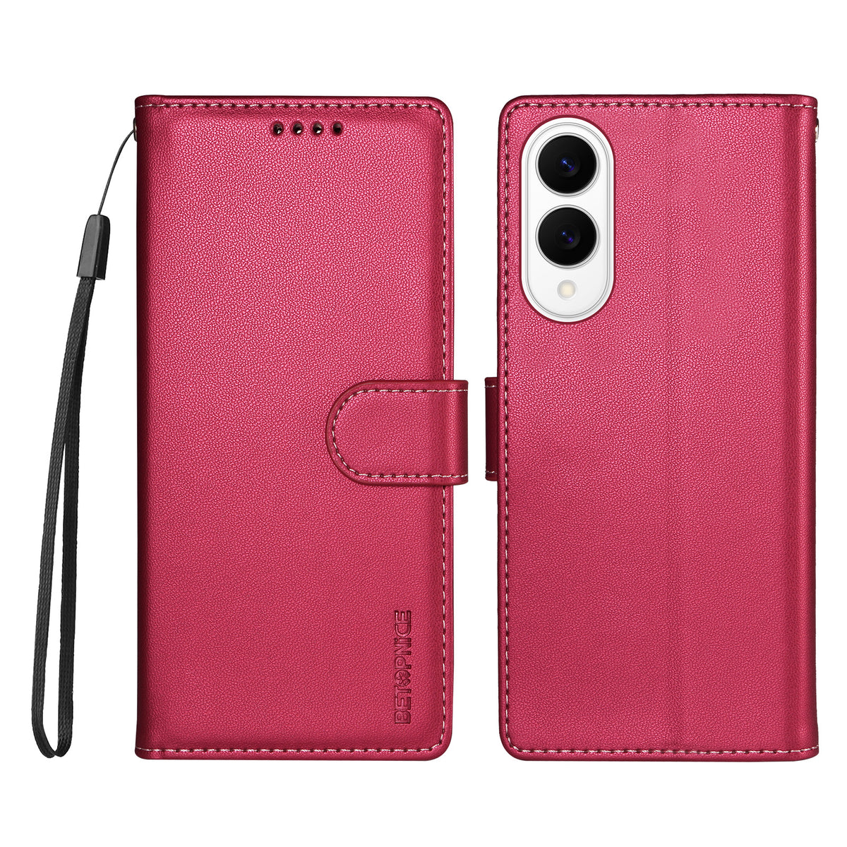 BETOPNICE for Samsung Galaxy S25 Edge 006 Case RFID Blocking Wallet Stand Leather Phone Cover with Wrist Strap