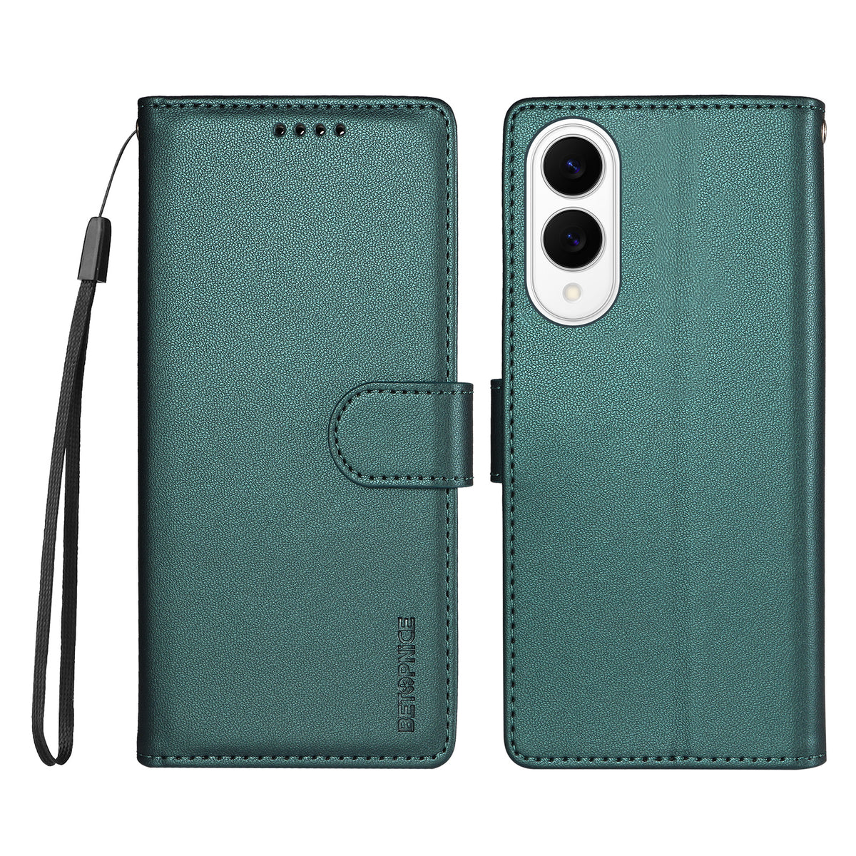 BETOPNICE for Samsung Galaxy S25 Edge 006 Case RFID Blocking Wallet Stand Leather Phone Cover with Wrist Strap