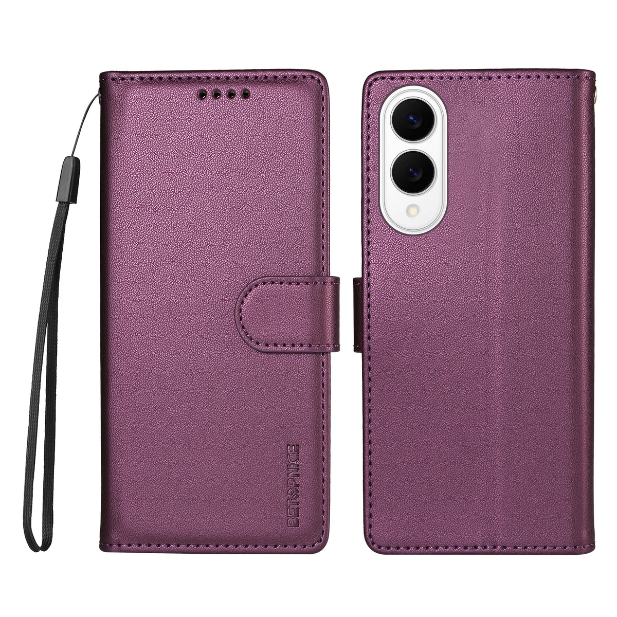 BETOPNICE for Samsung Galaxy S25 Edge 006 Case RFID Blocking Wallet Stand Leather Phone Cover with Wrist Strap