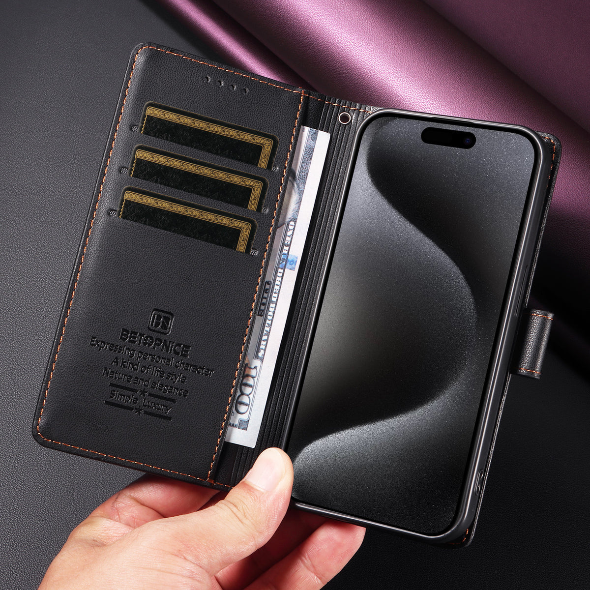 BETOPNICE til Samsung Galaxy S26+ 006 Etui RFID-blokerende pung Stå-funktion Lædertelefoncover med håndrem