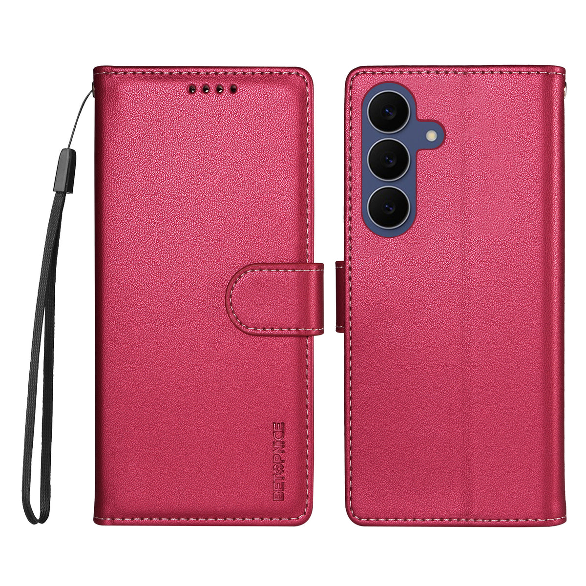 BETOPNICE för Samsung Galaxy S26 FE 006 Skal RFID-blockerande plånboksfodral i läder med handledsrem
