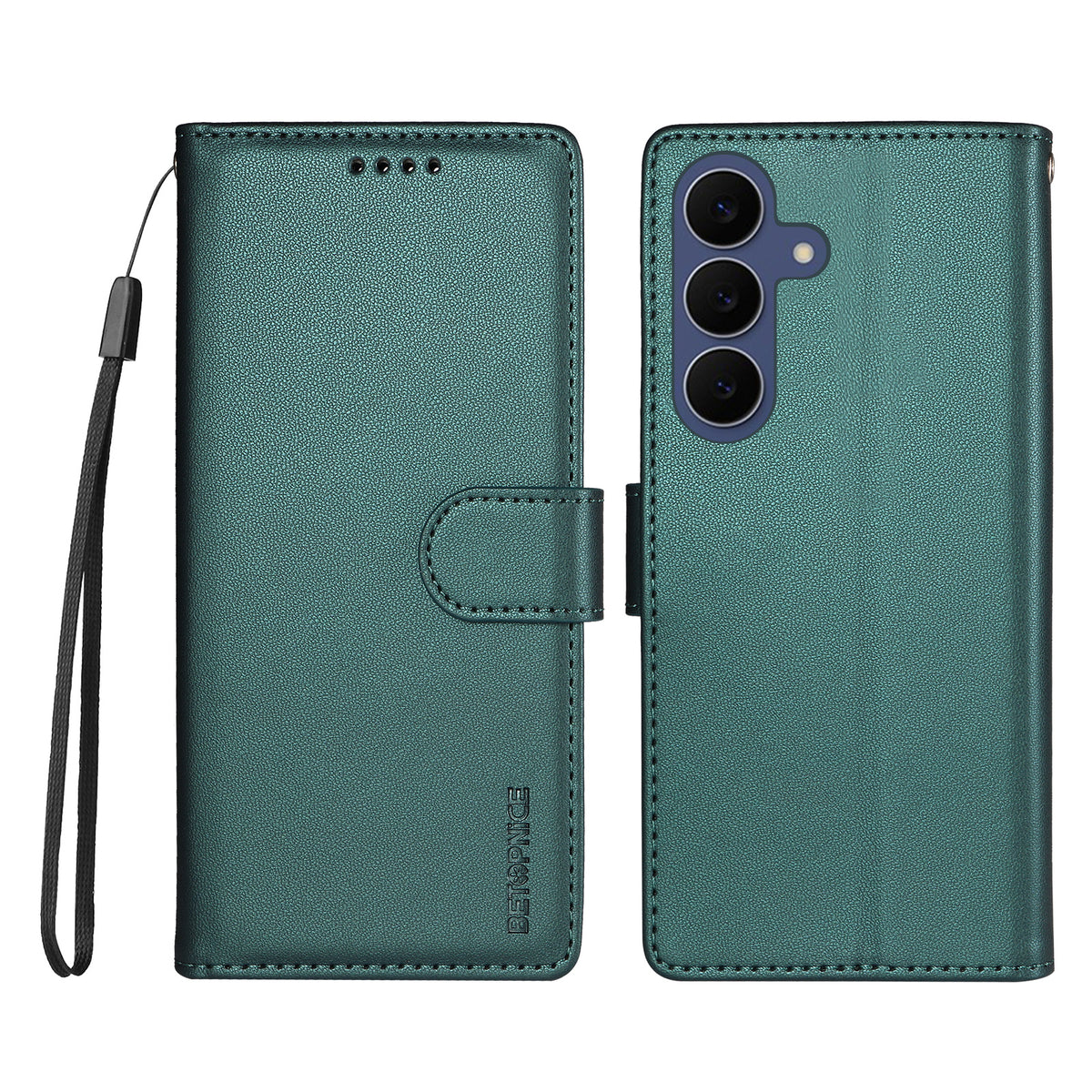 BETOPNICE för Samsung Galaxy S26 FE 006 Skal RFID-blockerande plånboksfodral i läder med handledsrem