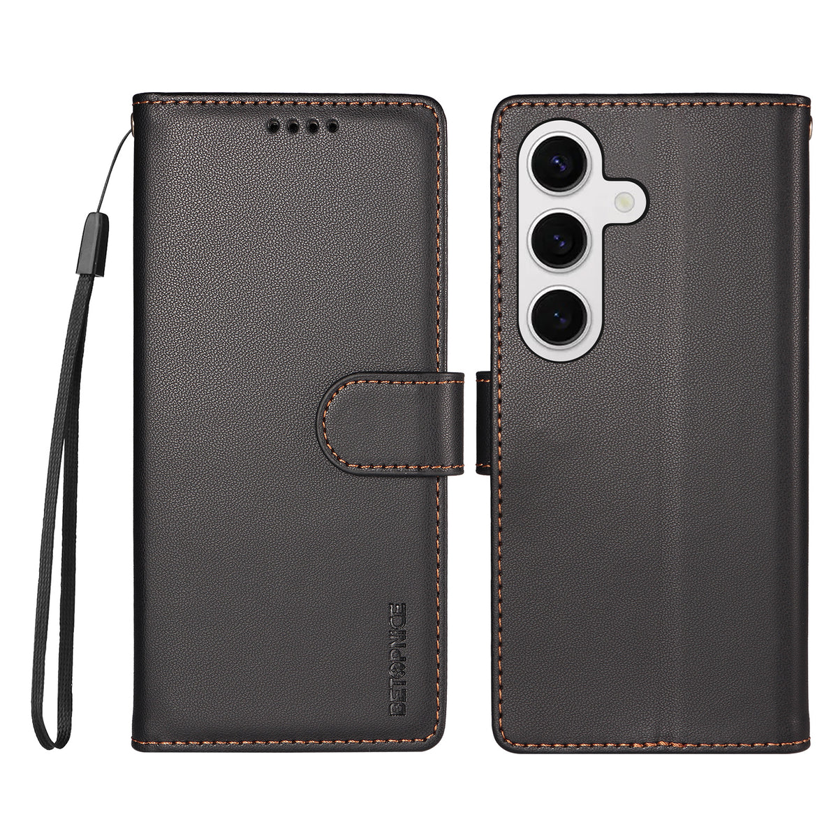 BETOPNICE til Samsung Galaxy S24+ / Galaxy S25+ 006 Cover RFID Blokerende Pung Stand Læder Telefoncover med Håndrem
