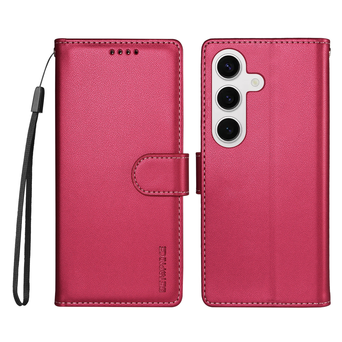 BETOPNICE for Samsung Galaxy S24+ / Galaxy S25+ 006 Case RFID Blocking Wallet Stand Leather Phone Cover with Wrist Strap
