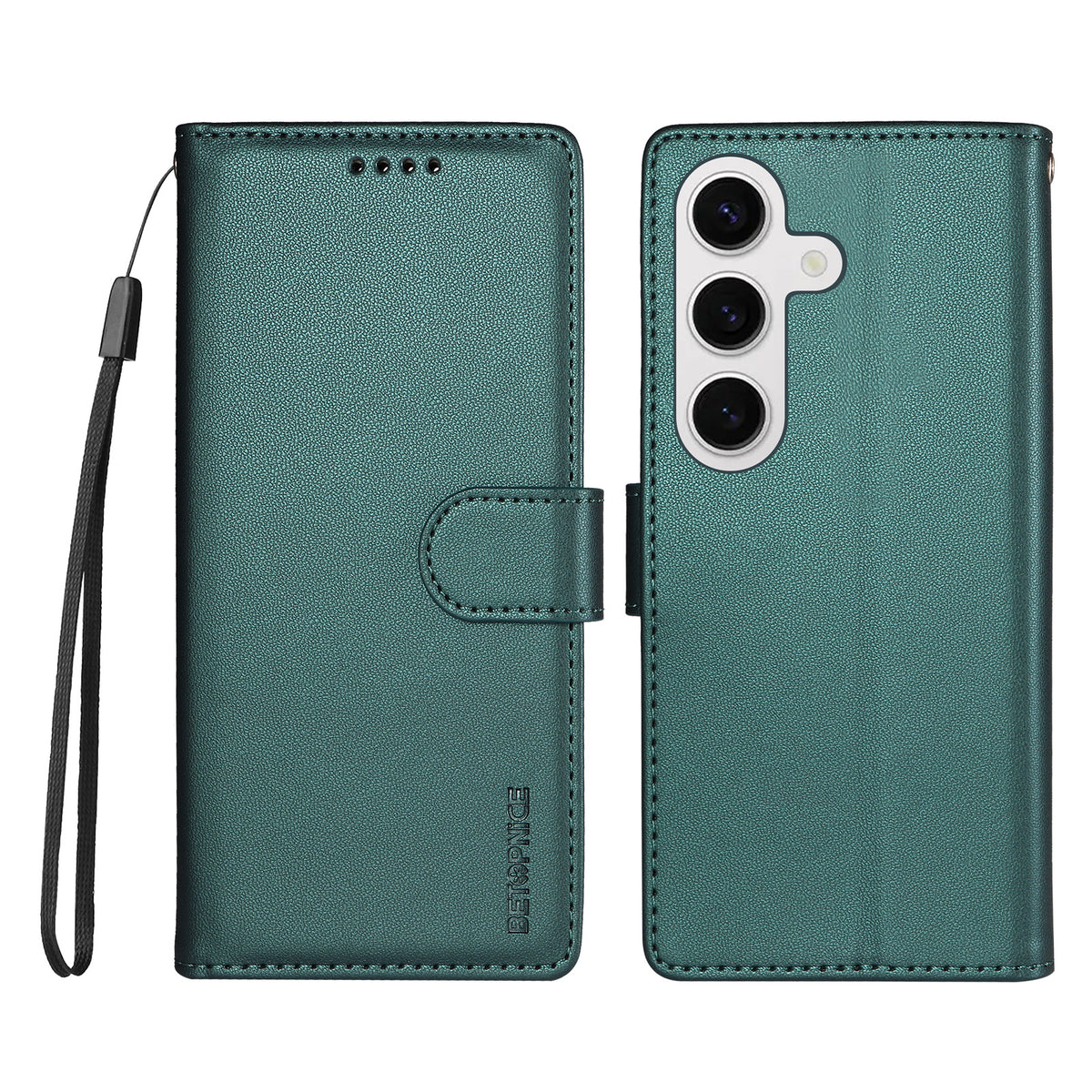 BETOPNICE for Samsung Galaxy S24+ / Galaxy S25+ 006 Case RFID Blocking Wallet Stand Leather Phone Cover with Wrist Strap