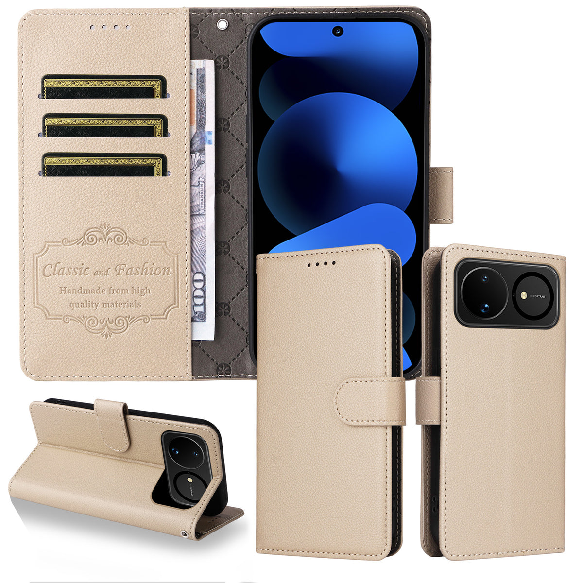 For Huawei nova 16 5G Case RFID Blocking 3 Card Slots PU Leather Phone Cover with Wrist Strap