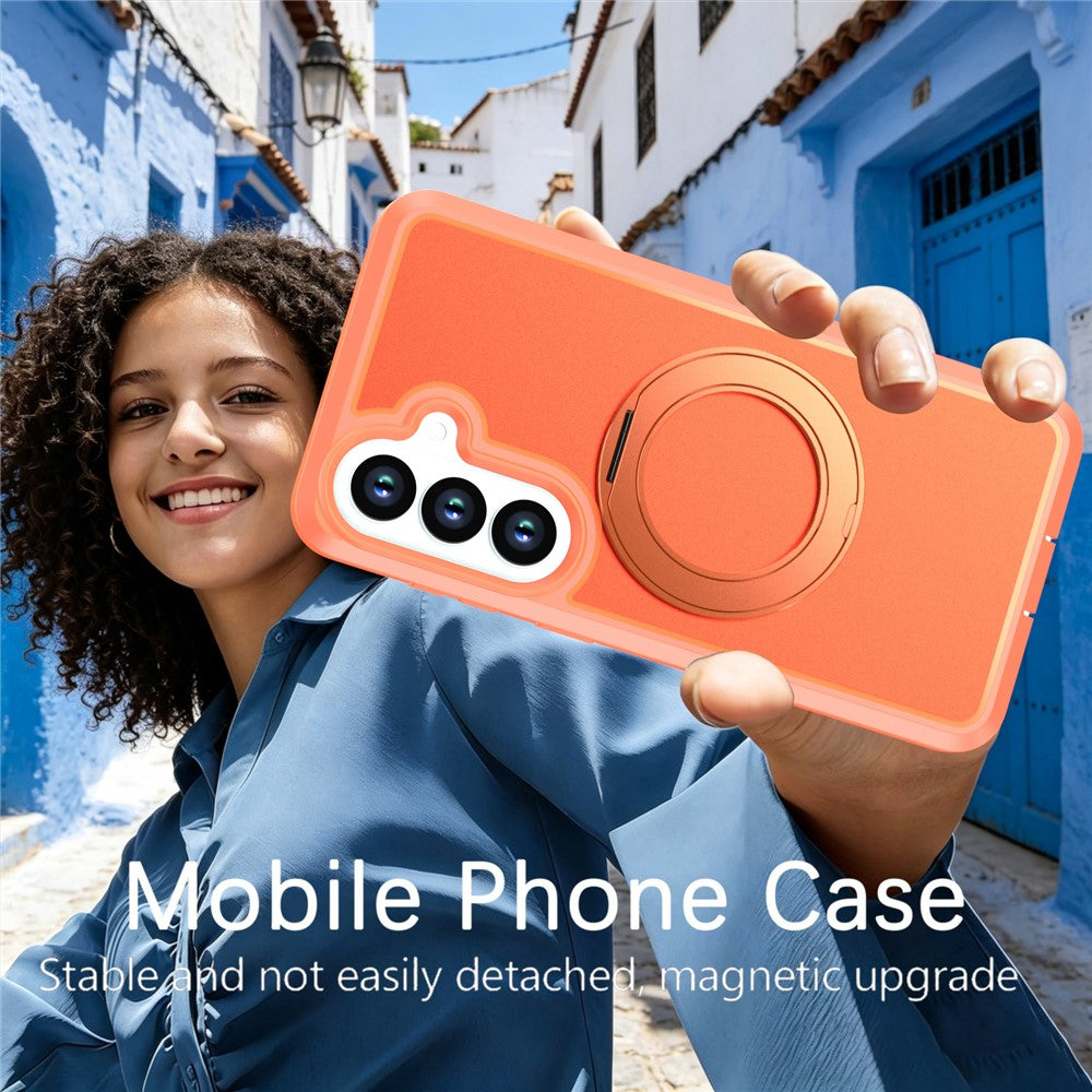 For Samsung Galaxy S26+ Magnetic Case Rotating Kickstand PC + TPU Anti-Drop Phone Cover
