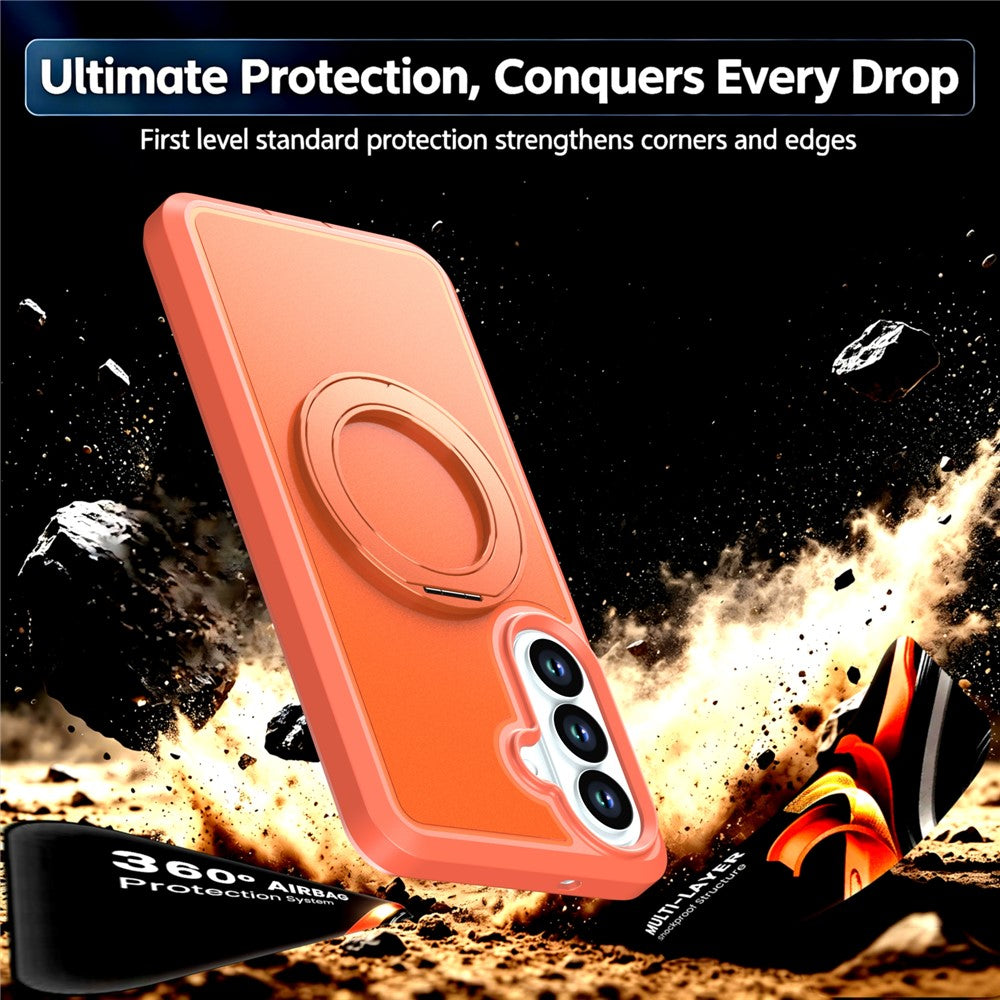 For Samsung Galaxy S26+ Magnetic Case Rotating Kickstand PC + TPU Anti-Drop Phone Cover