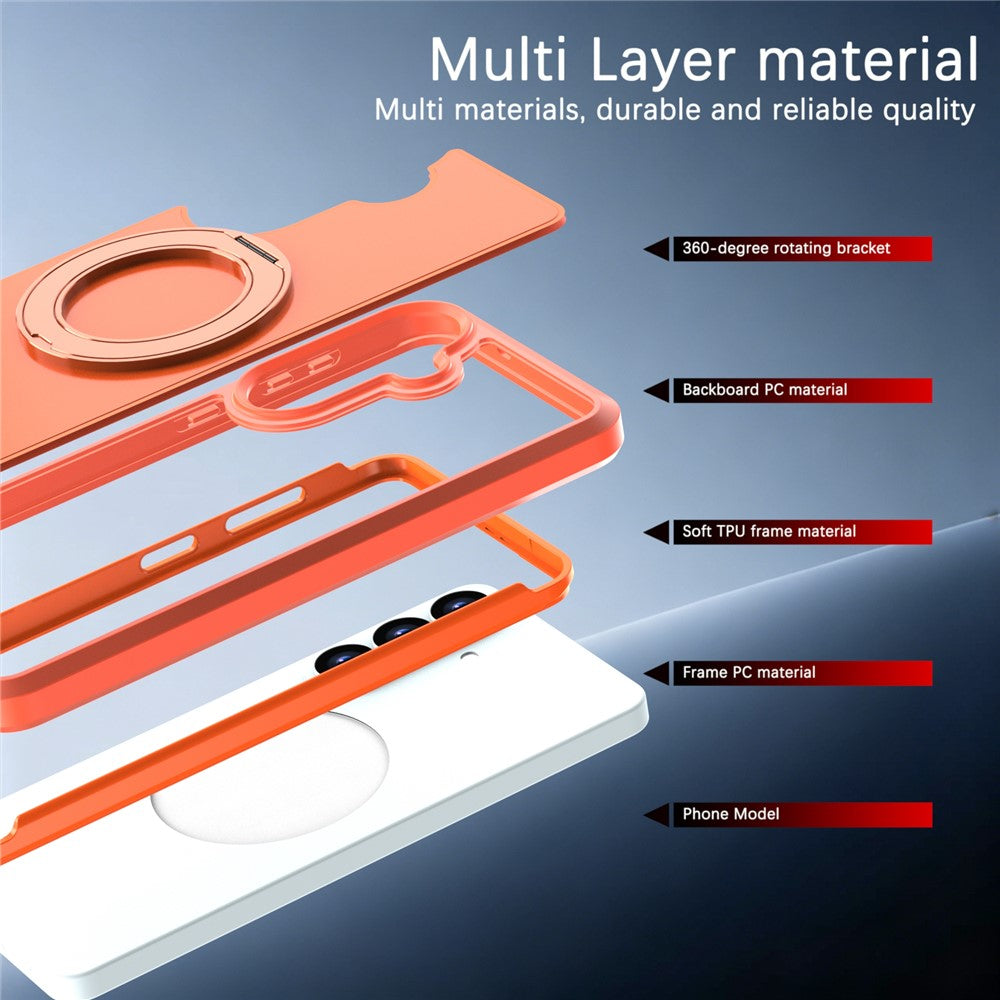 For Samsung Galaxy S26+ Magnetic Case Rotating Kickstand PC + TPU Anti-Drop Phone Cover