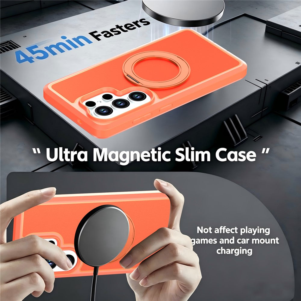 Samsung Galaxy S25 Ultra Magnetiskt Skal Roterande Stativ PC + TPU Fallskyddande Mobilskal