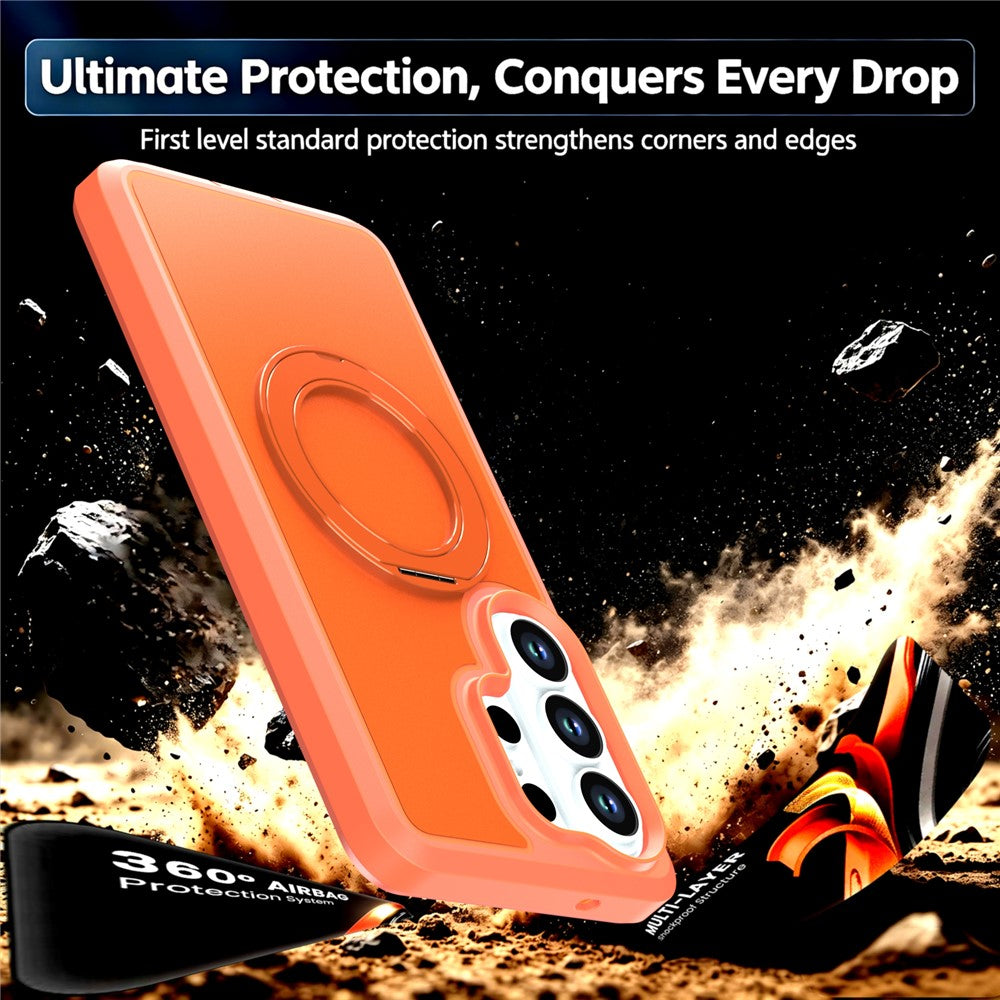 Samsung Galaxy S25 Ultra Magnetiskt Skal Roterande Stativ PC + TPU Fallskyddande Mobilskal
