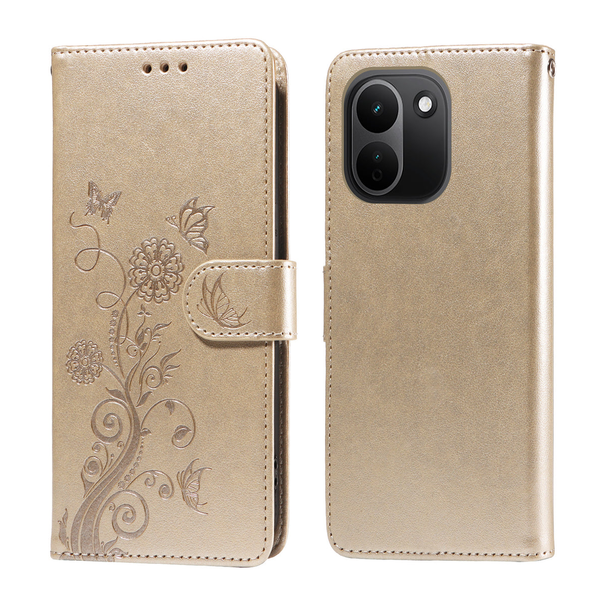 For Xiaomi Redmi Note 17 Pro+ 5G Leather Case Butterfly Floral Imprint Wallet Stand Cover