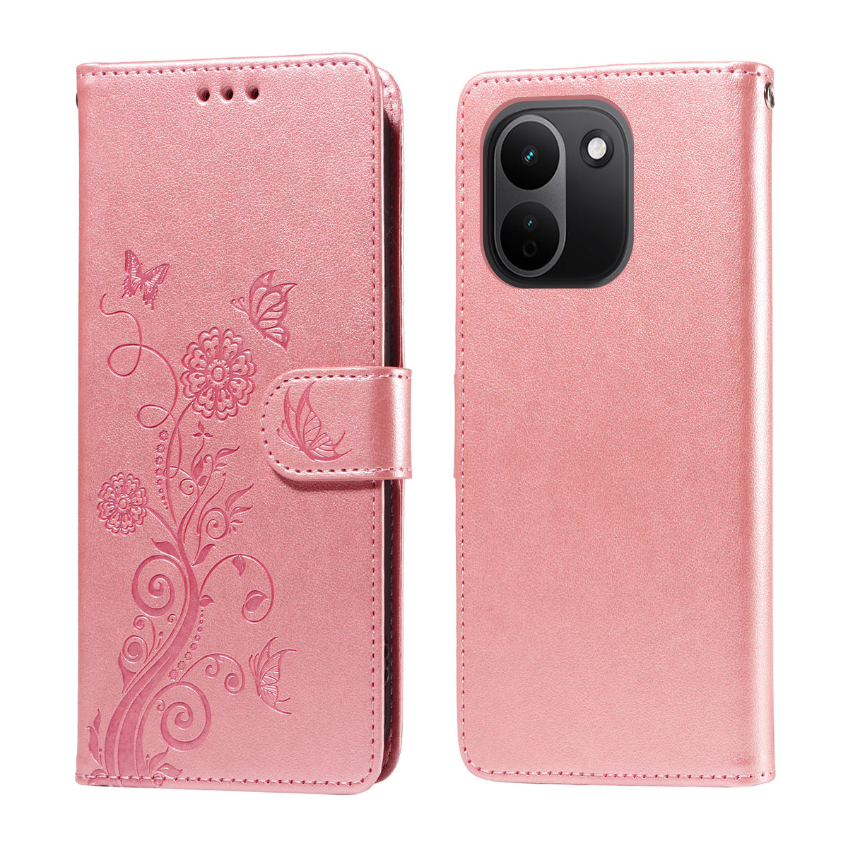 For Xiaomi Redmi Note 17 Pro+ 5G Leather Case Butterfly Floral Imprint Wallet Stand Cover
