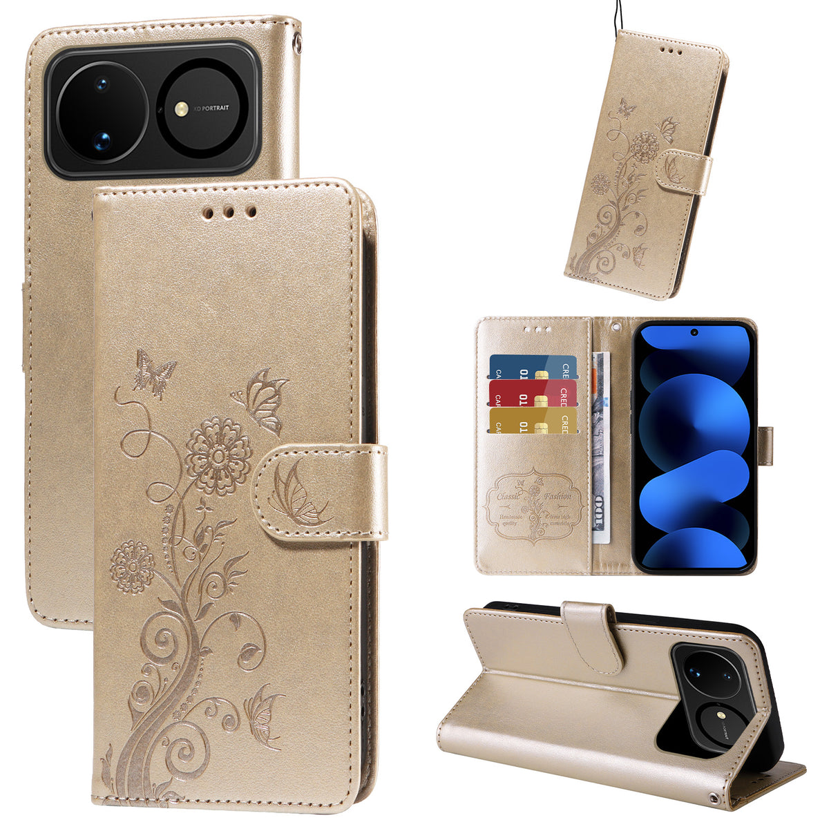 For Huawei nova 16 5G Leather Case Butterfly Floral Imprint Wallet Stand Cover