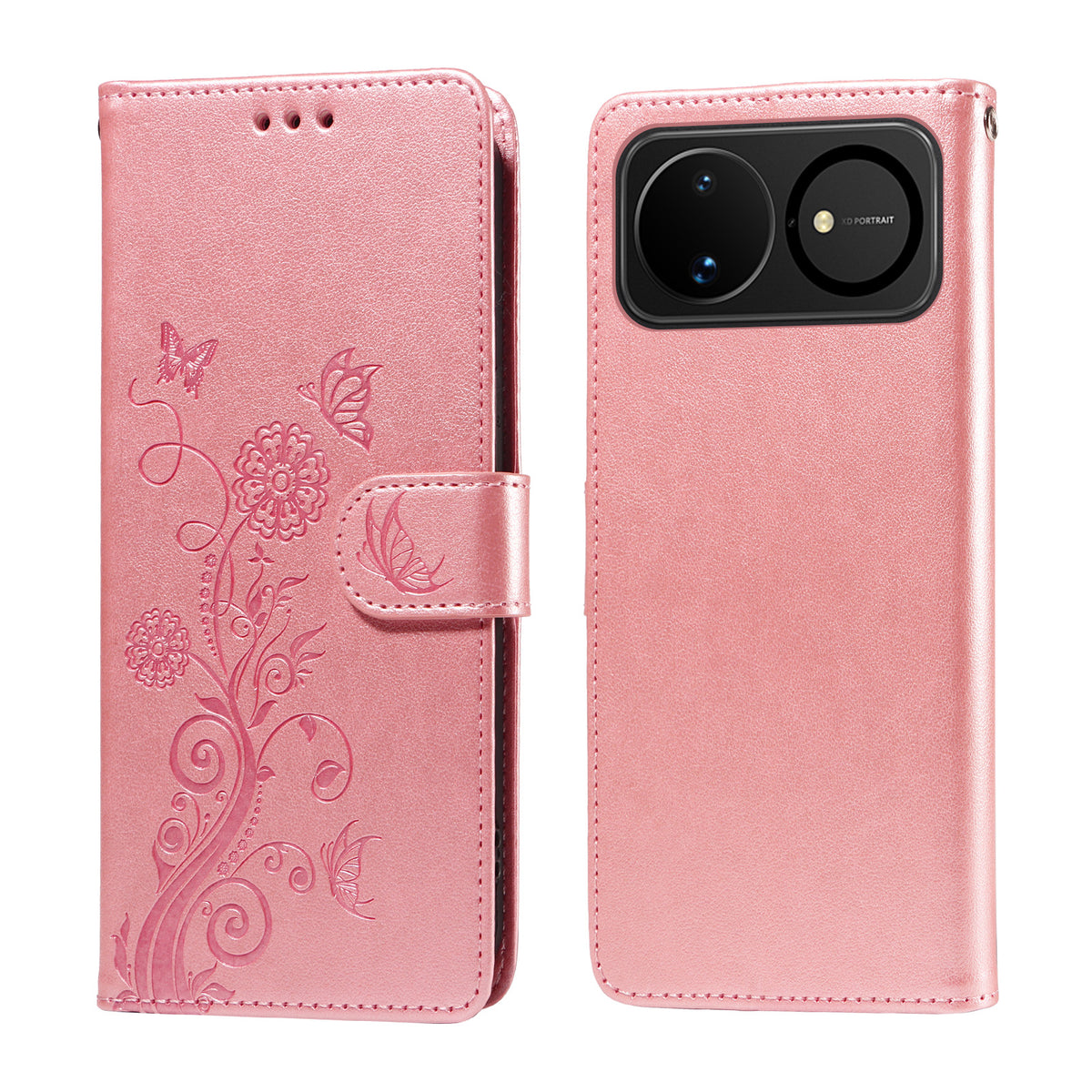 Läderfodral för Huawei Nova 16 5G med fjärilsmönster och stativ – plånboksfodral