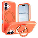 Till iPhone 16 Magnetiskt fodral Roterande stödställ PC + TPU Anti-fall telefonskydd