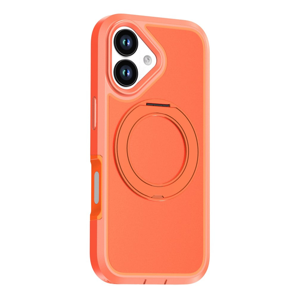 Till iPhone 16 Magnetiskt fodral Roterande stödställ PC + TPU Anti-fall telefonskydd