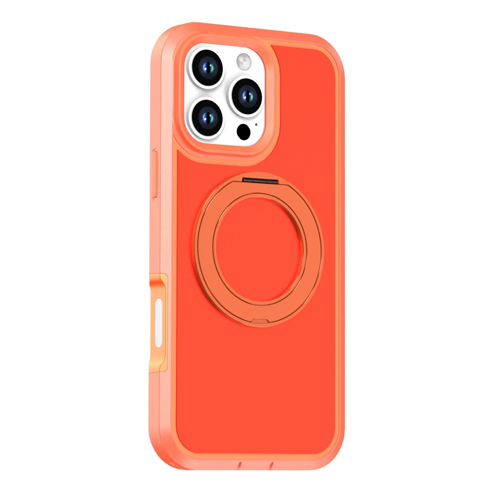 For iPhone 16 Pro Max Magnetic Case Rotating Kickstand PC + TPU Anti-Drop Phone Cover