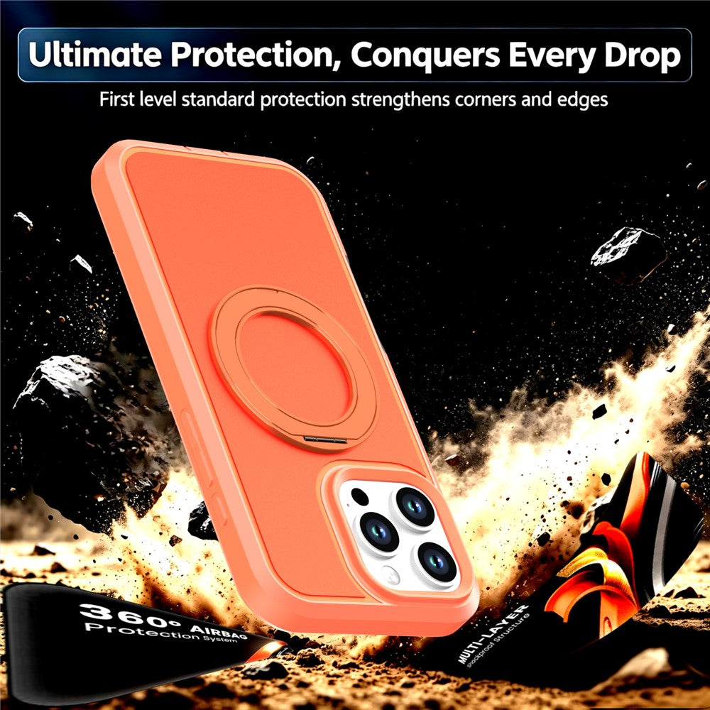 For iPhone 16 Pro Max Magnetic Case Rotating Kickstand PC + TPU Anti-Drop Phone Cover