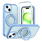 For iPhone 15 Magnetic Case Rotating Kickstand PC + TPU Anti-Drop Phone Cover