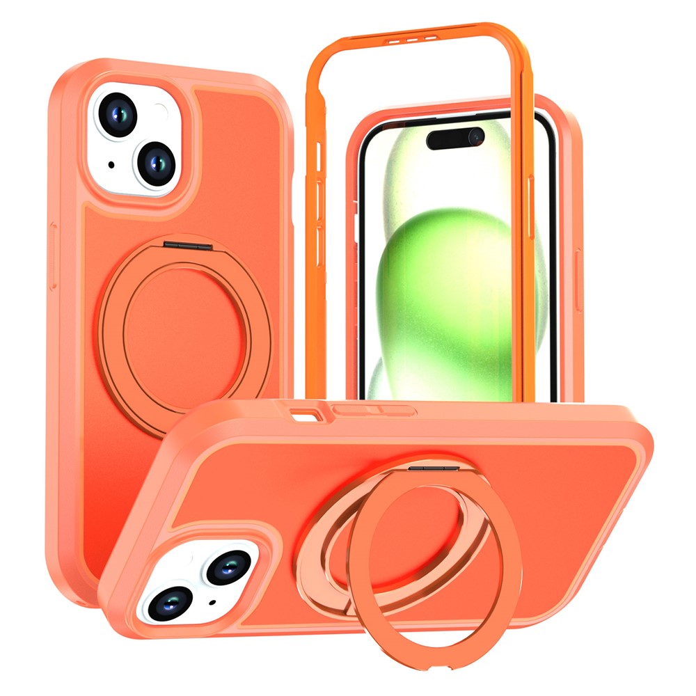 Til iPhone 13 / 14 Magnetisk cover med roterende støttefod PC + TPU Anti-drop Telefoncover