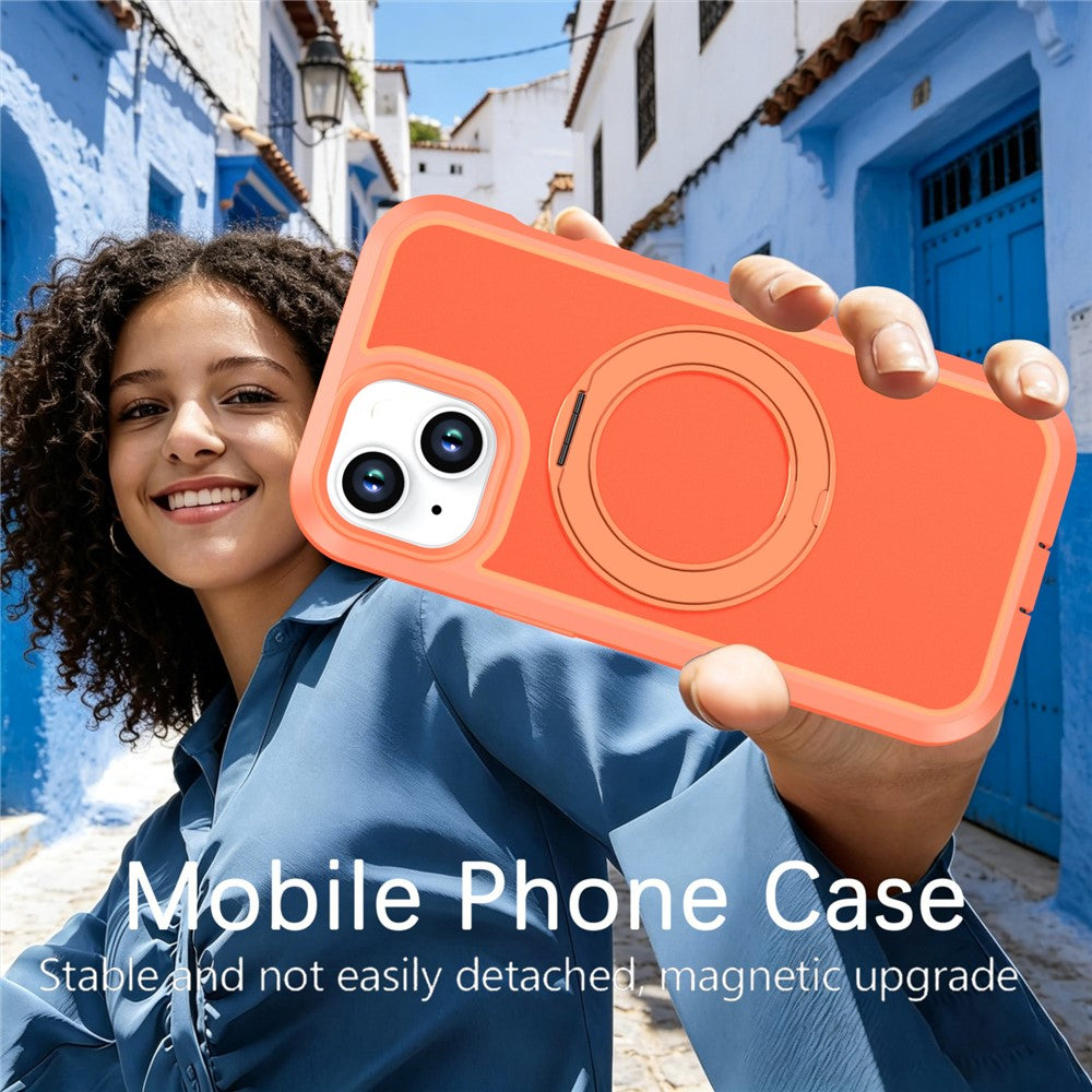 Til iPhone 13 / 14 Magnetisk cover med roterende støttefod PC + TPU Anti-drop Telefoncover