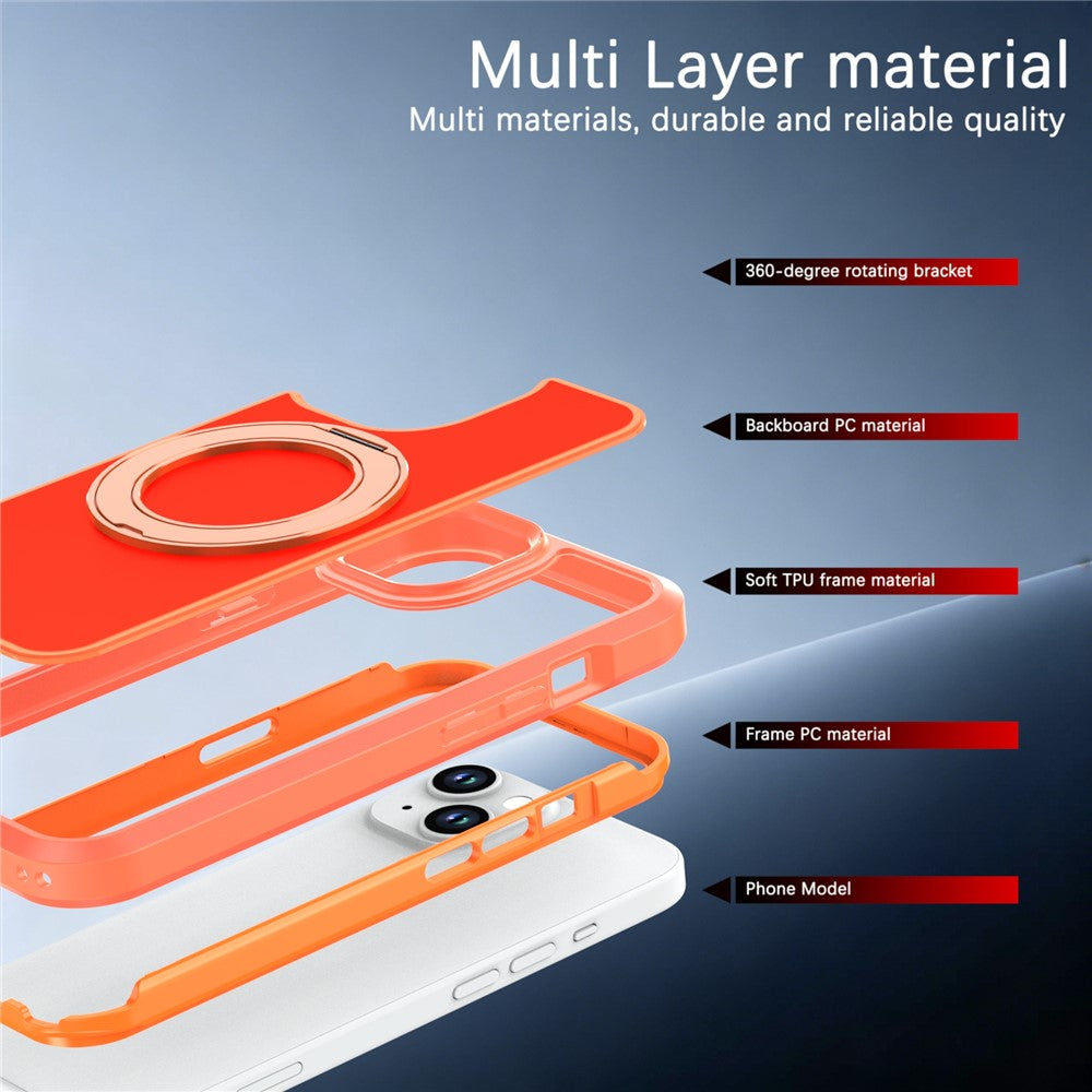 Til iPhone 13 / 14 Magnetisk cover med roterende støttefod PC + TPU Anti-drop Telefoncover