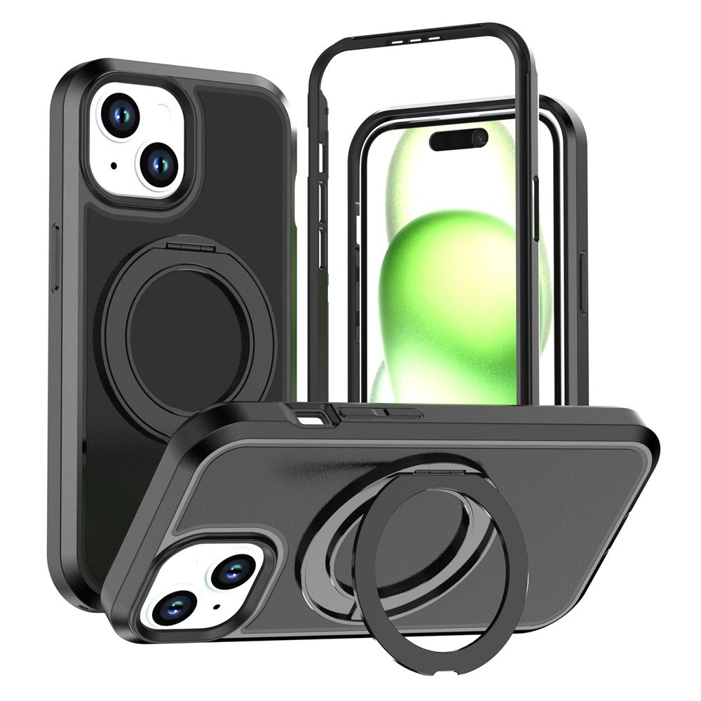 Til iPhone 13 / 14 Magnetisk cover med roterende støttefod PC + TPU Anti-drop Telefoncover